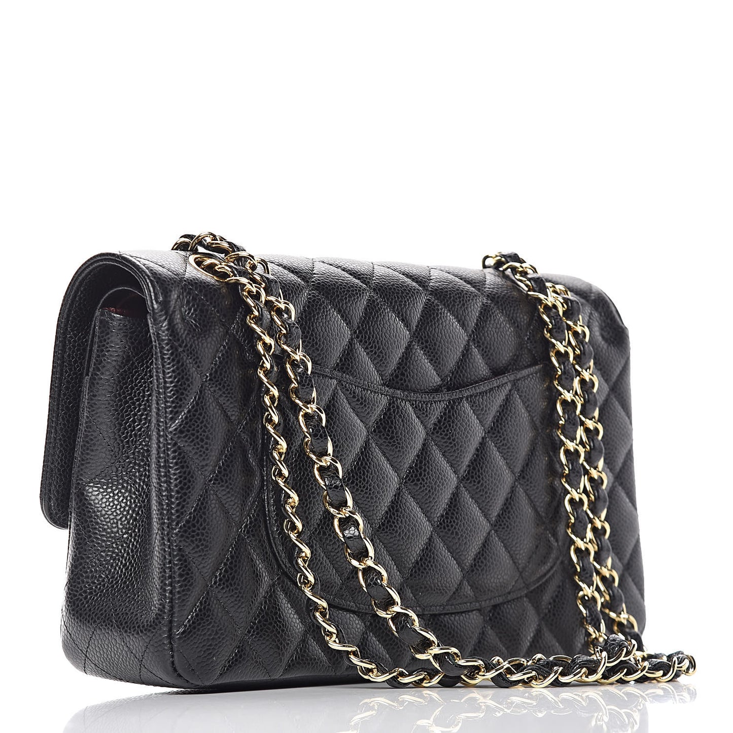 Caviar Quilted Medium Double Flap Black