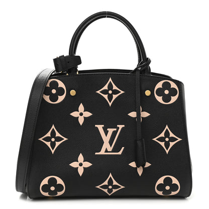 Louis Vuitton Empreinte Monogram Giant Montaigne MM Black Beige 1 of 9