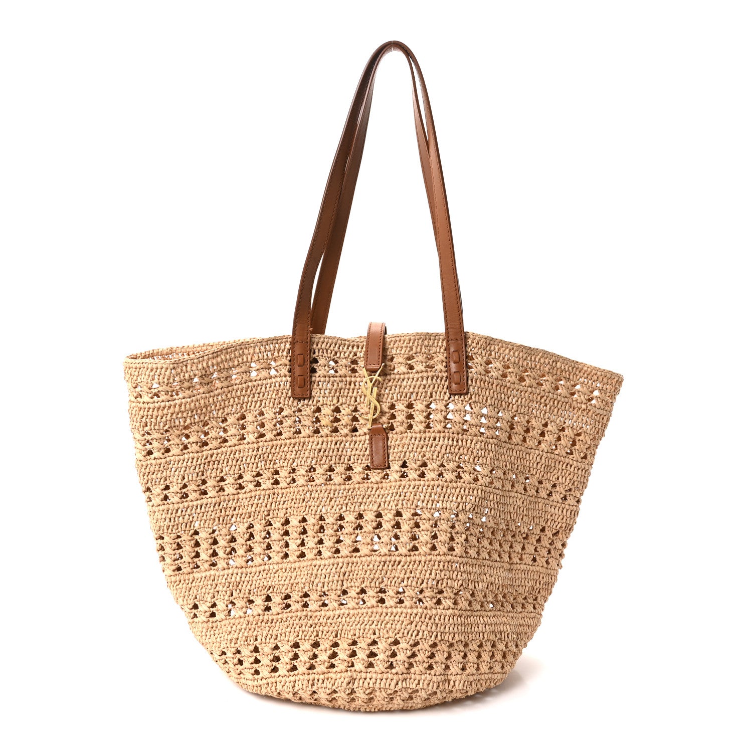 Saint Laurent Raffia Calfskin Medium Panier Tote Naturel 1 of 10
