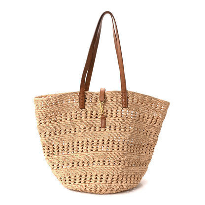 Saint Laurent Raffia Calfskin Medium Panier Tote Naturel 1 of 10