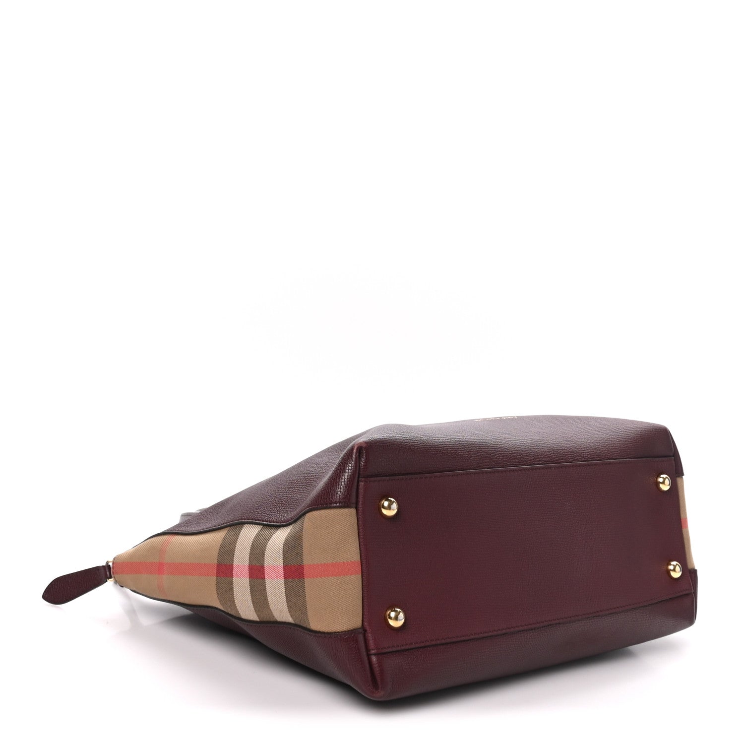 Burberry Derby Calfskin House Check Medium Welburn Tote Mahogany Red 4 of 12