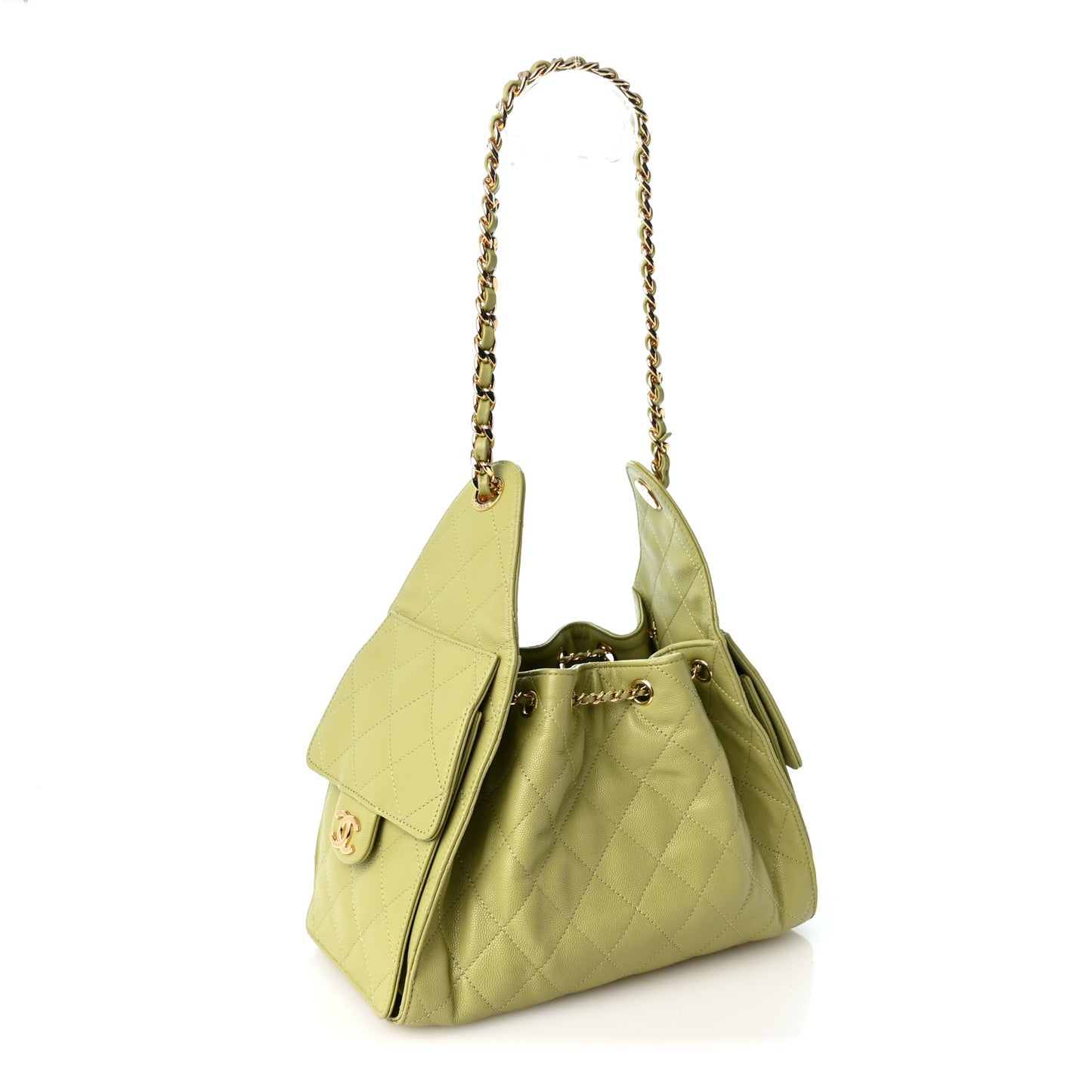 Caviar Quilted Small Chanel 25 Handbag Green