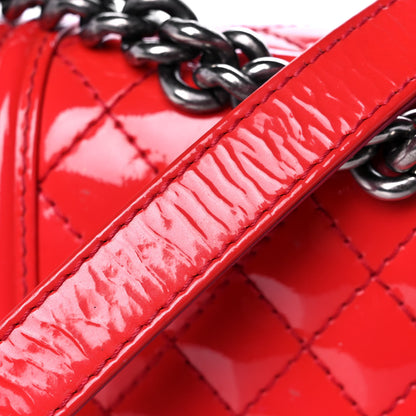Chanel Patent Calfskin Enamel Quilted Medium Boy Flap Dark Pink 19 of 20