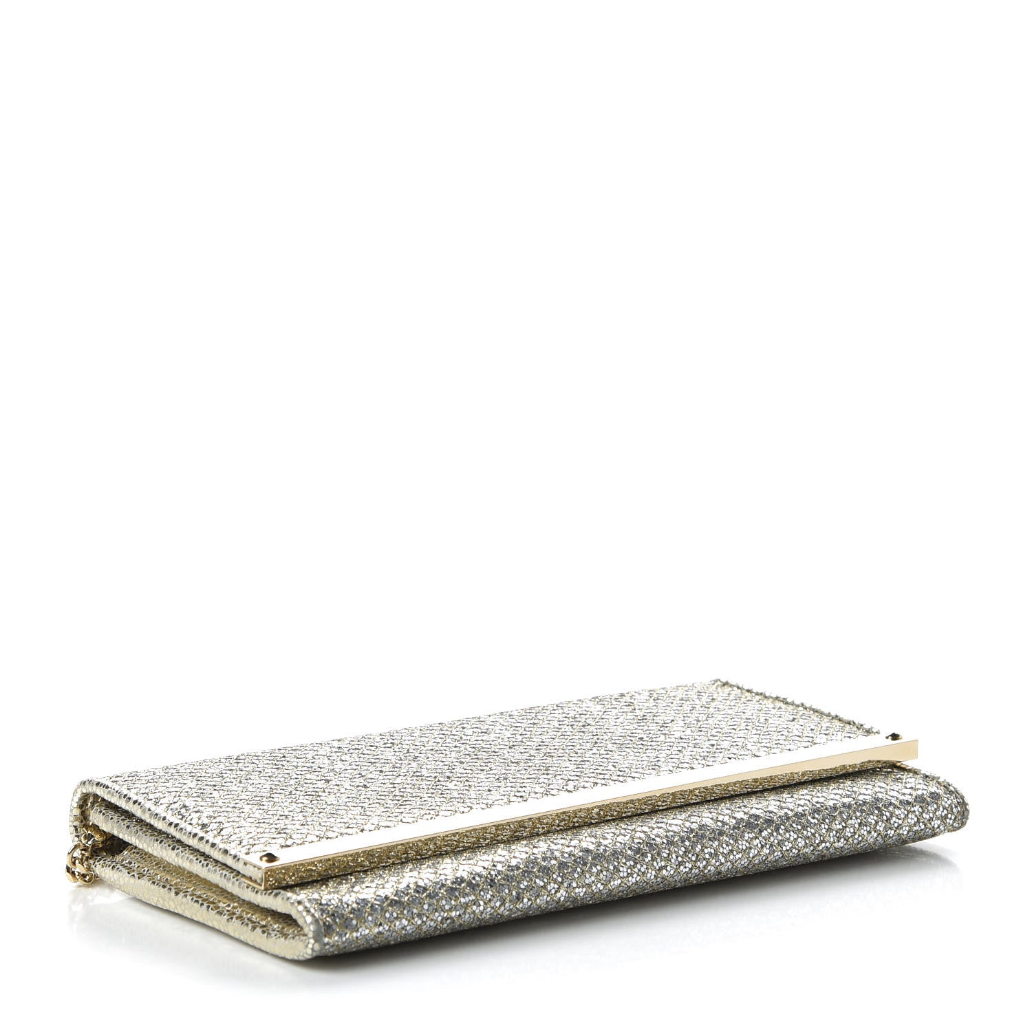 Jimmy Choo Lame Mila Glitter Wallet On Chain Champagne 4 of 9