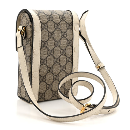 Gucci GG Supreme Monogram Azalea Calfskin Mini Horsebit 1955 Crossbody Bag Beige Ebony Mystic White 3 of 12