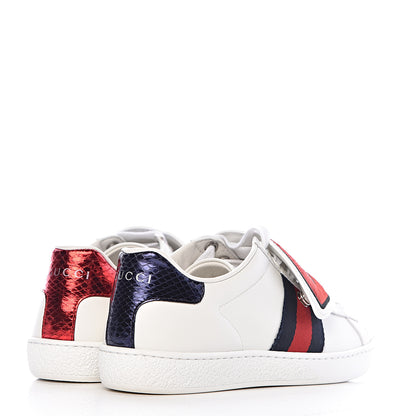 Gucci Calfskin Ayers Web Blind for Love Embroidered Womens Ace Sneakers 34.5 White 4 of 12