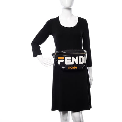Fendi X FILA Glazed Fabric Vitello Century FF 1974 Mania Belt Bag Black White 2 of 10