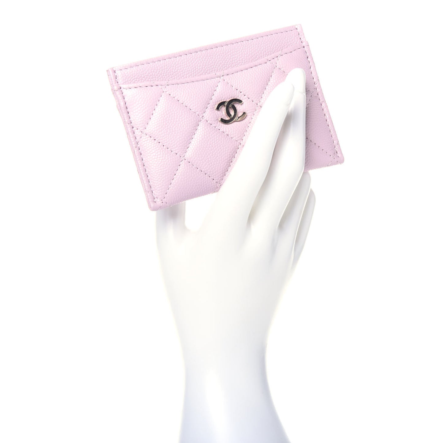 Caviar Quilted Card Holder Light Pink