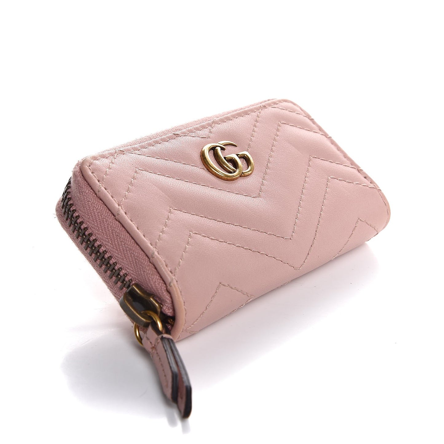 Calfskin Matelasse GG Marmont Zip Around Key Case Perfect Pink