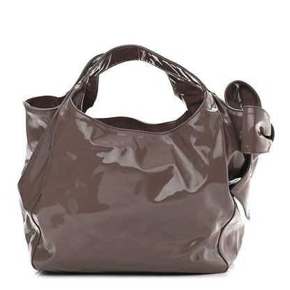 Valentino Garavani Patent Lacca Large Nuage Bow Hobo Brun 1 of 13