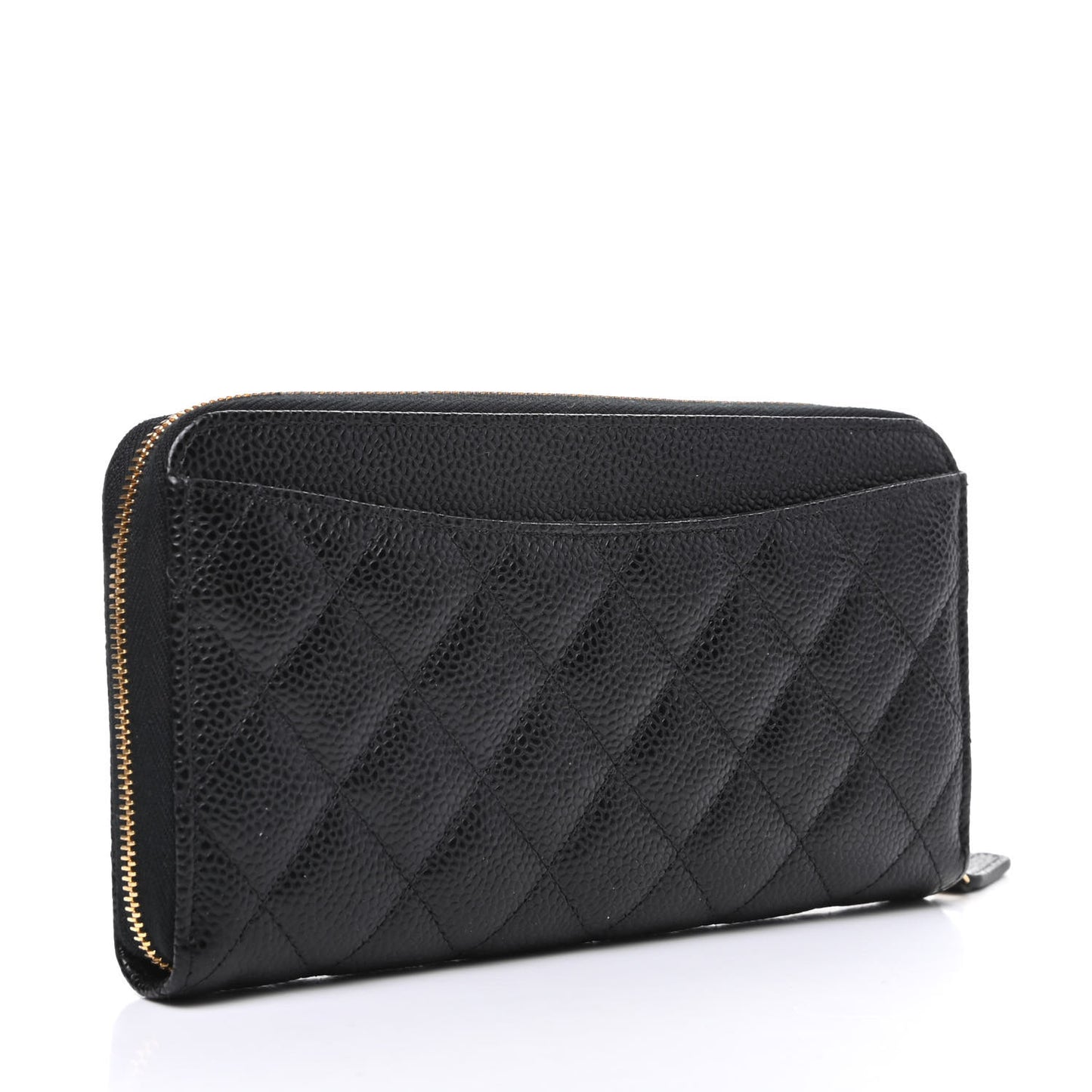 Caviar Quilted Large Gusset Zip Around Wallet Black
