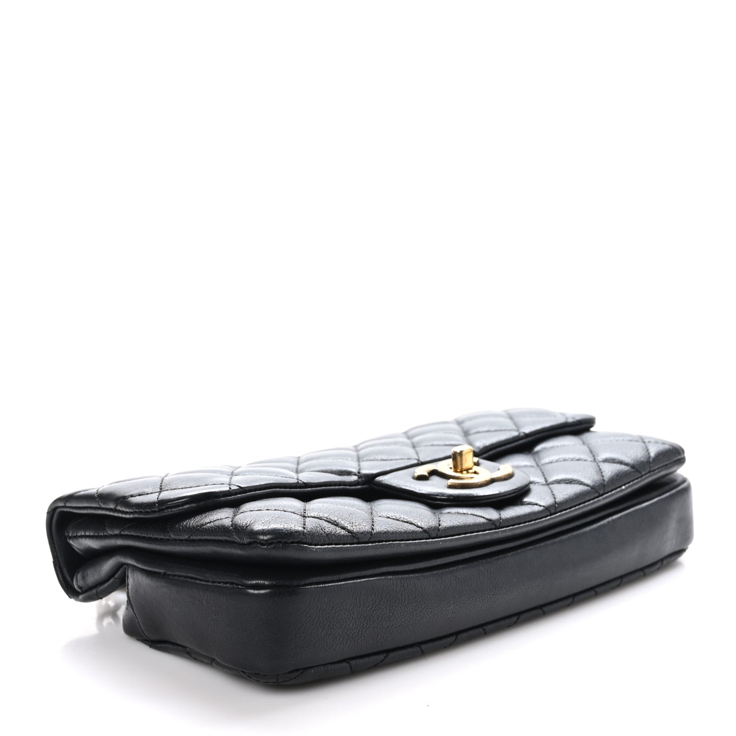 Calfskin Quilted Medium CC Crown Flap Black