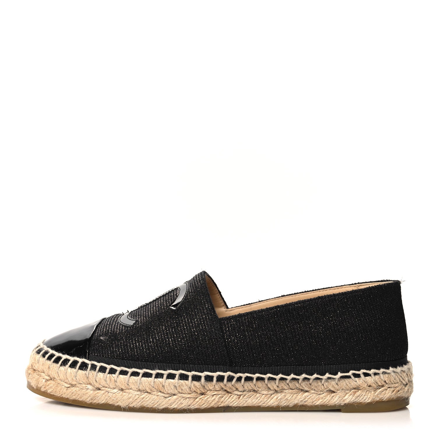Chanel Fabric Patent Calfskin CC Espadrilles 38 Black 1 of 9