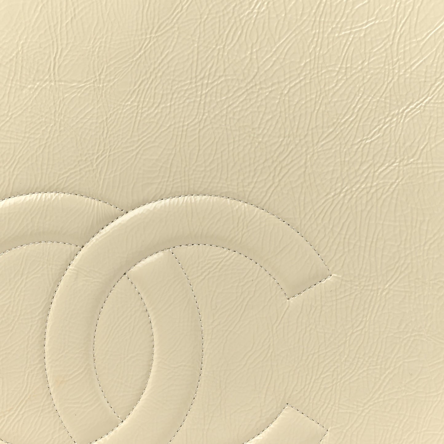 Shiny Aged Calfskin North South Shopping Bag White