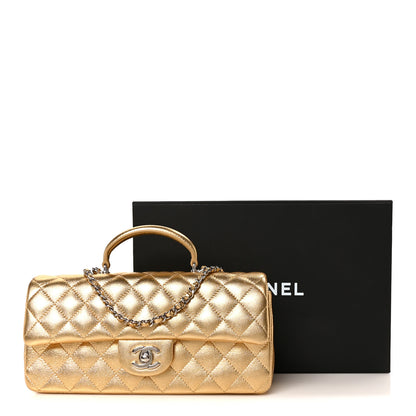 Chanel Metallic Caviar Quilted Top Handle East West Flap Gold 12 of 12