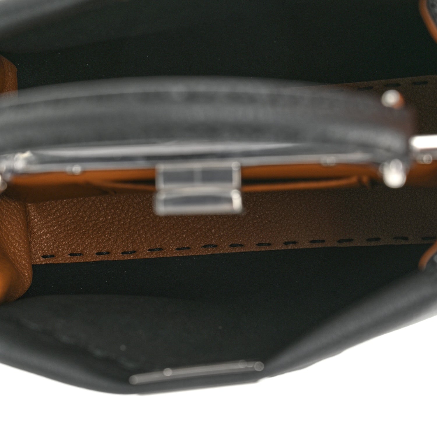 Fendi Cuoio Romano Selleria Bi-Color Mini Peekaboo Iconic Satchel Black Mou 5 of 10