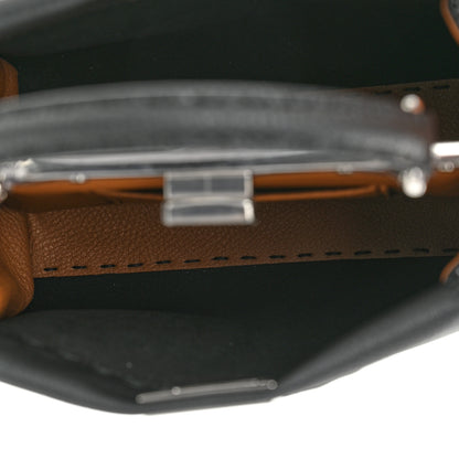Fendi Cuoio Romano Selleria Bi-Color Mini Peekaboo Iconic Satchel Black Mou 5 of 10