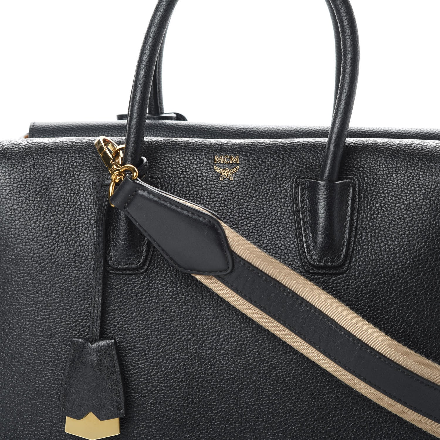 MCM Grained Calfskin Medium Milla Tote Black 9 of 15