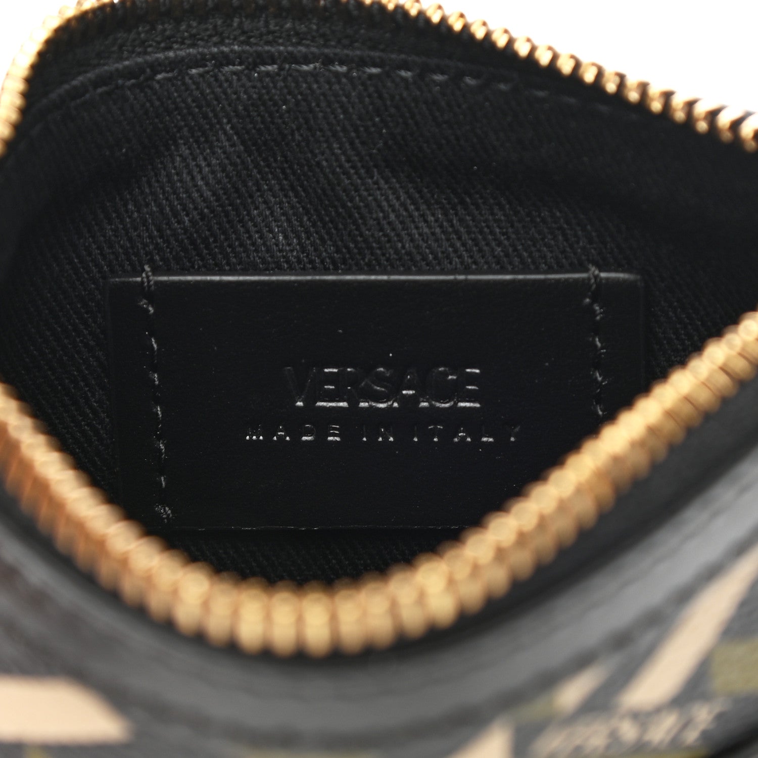 Versace Coated Canvas Calfskin La Greca Modular Zip Pouch Black Green Beige 6 of 8