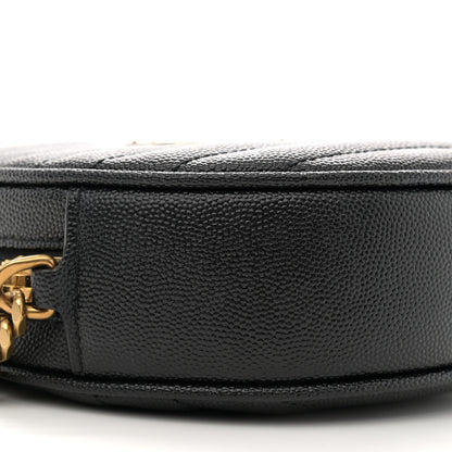 Saint Laurent Grain De Poudre Matelasse Chevron Quilted Round Vinyle Camera Bag Black 9 of 11