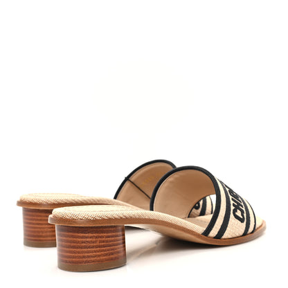 Christian Dior Cotton Embroidered Dway 35mm Slide Sandals 37.5 Dark Knight 5 of 10