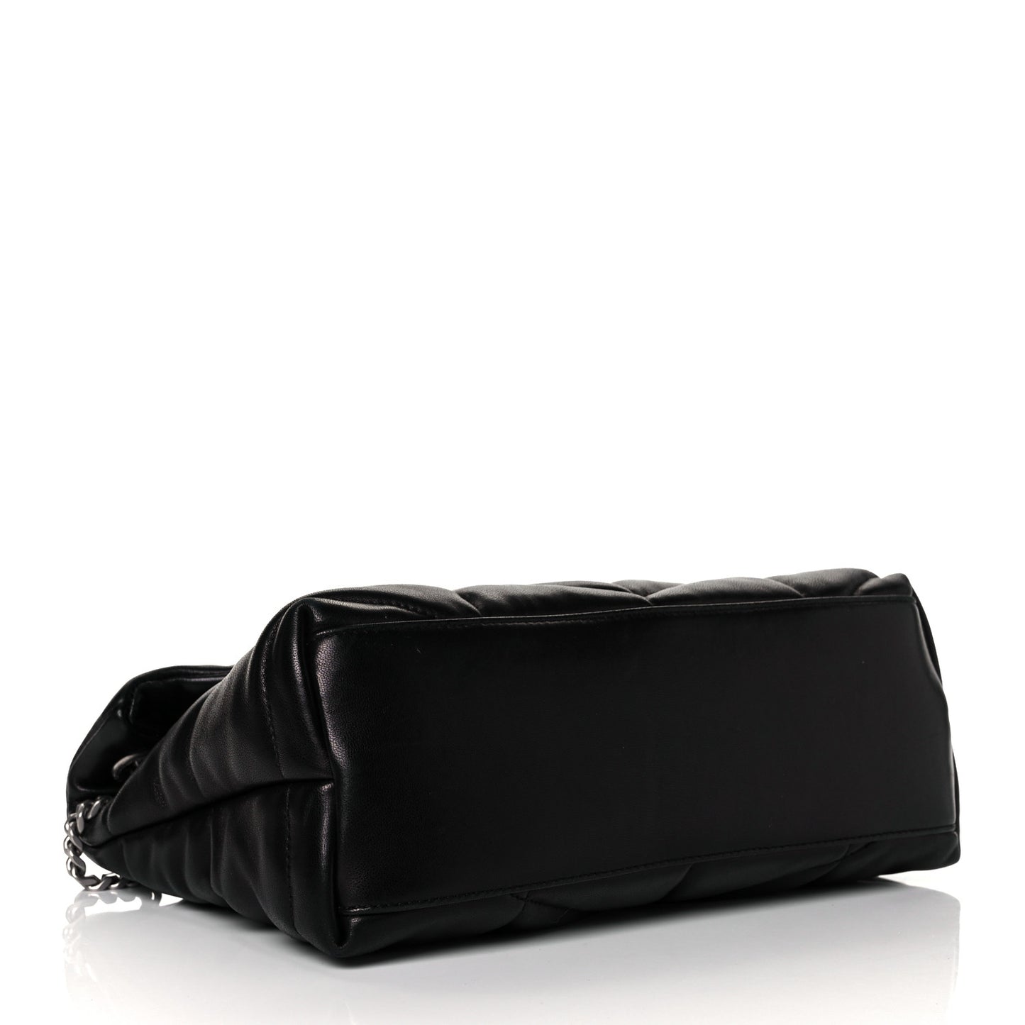 Lambskin Quilted Small Loulou Puffer Monogram Chain Satchel Black