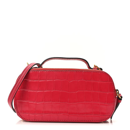 Chloe Calfskin Crocodile Embossed Mini C Vanity Bag Red 1 of 9