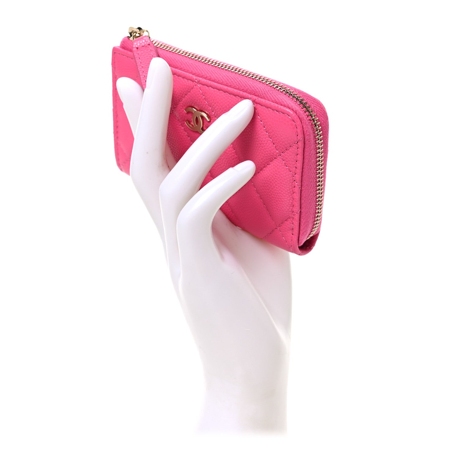 Chanel Caviar Quilted Zipped Key Holder Case Pink 2 of 6