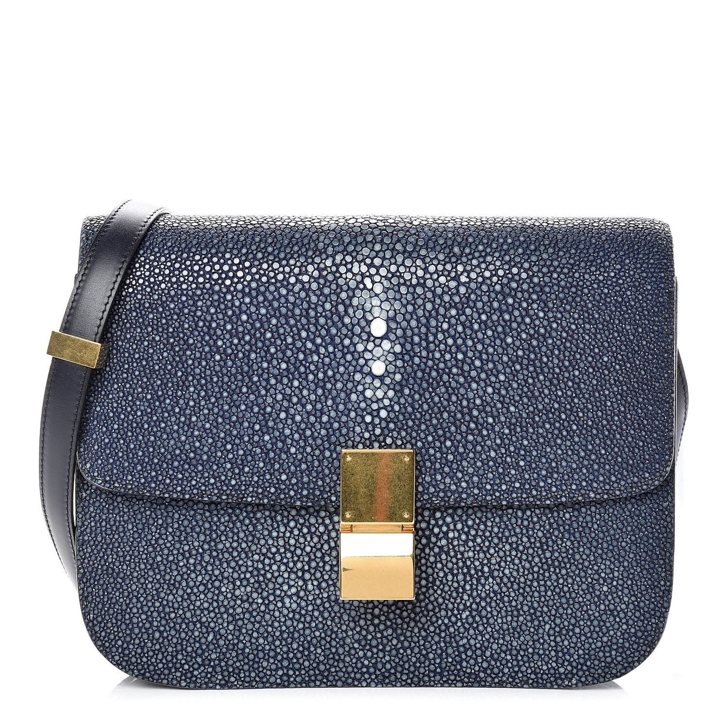 Stingray Medium Classic Box Flap Bag Navy