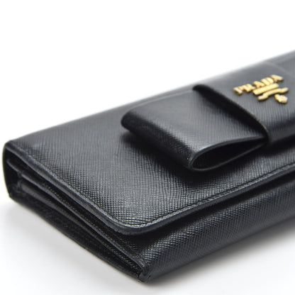 Prada Saffiano Bow Continental Wallet Nero Black 5 of 10