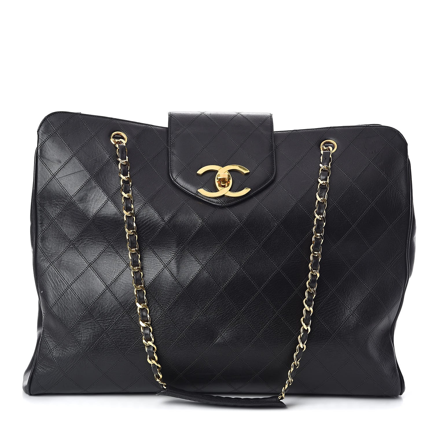 Chanel Calfskin Stitched XL Weekender Black 1 of 12