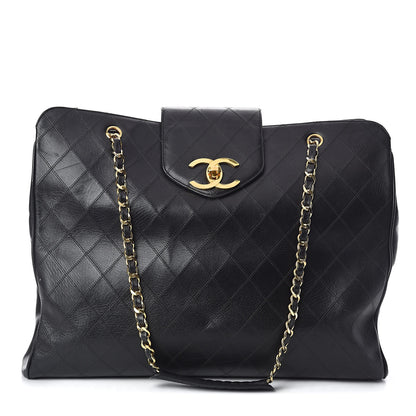 Chanel Calfskin Stitched XL Weekender Black 1 of 12