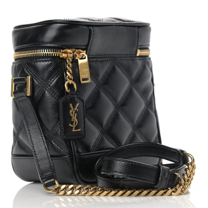 Saint Laurent Grain de Poudre Quilted 80's Vanity Bag Black 3 of 9