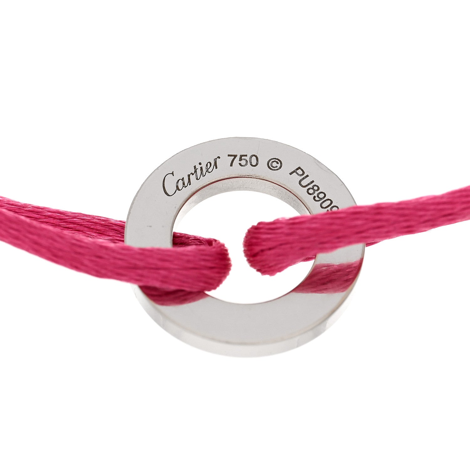 Cartier 18K White Gold Diamond LOVE Adjustable Cord Bracelet Pink 3 of 4