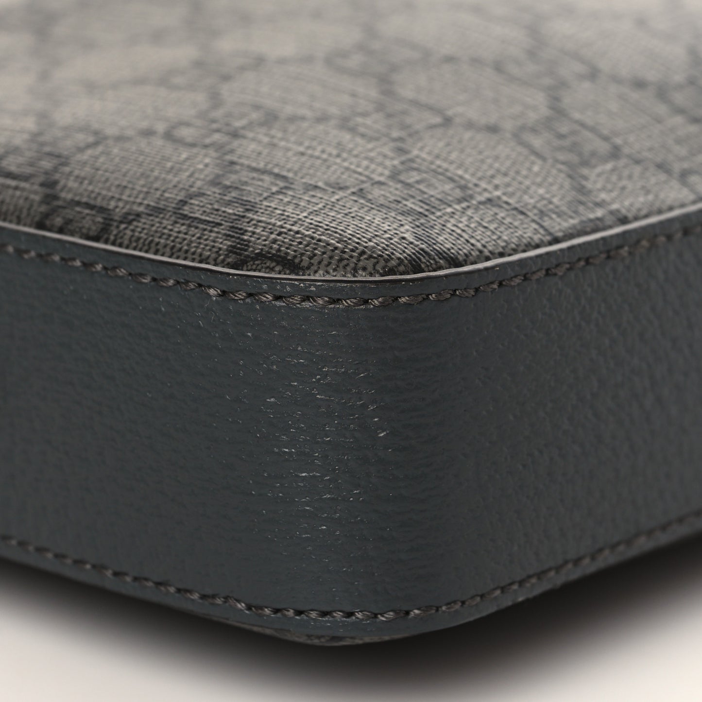 GG Supreme Monogram Textured Dollar Calfskin Web Ophidia Wristlet Shoulder Bag Grey Black Graphite Grey