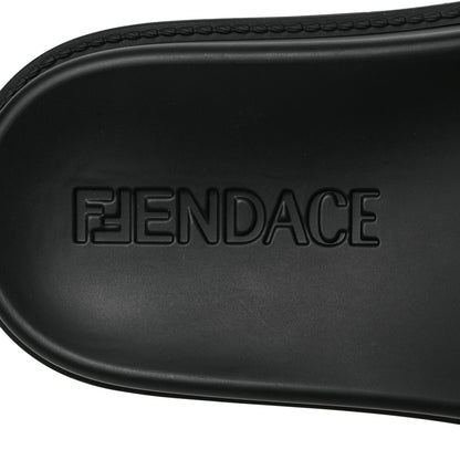 Fendi X VERSACE Rubber Metal Mesh Logo Slide Mens Sandals 6 Black Gold 7 of 7