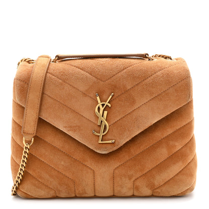 Saint Laurent Suede Calfskin Y Quilted Monogram Small Loulou Chain Satchel Cinnamon 1 of 13