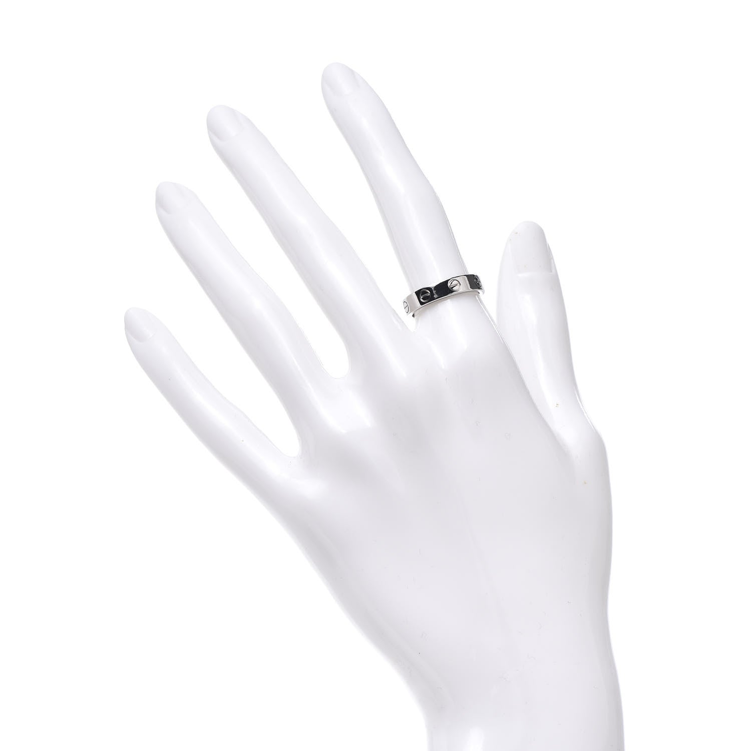 Cartier 18K White Gold Diamond 4mm LOVE Wedding Band Ring 51 5.75 2 of 4