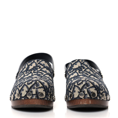 Christian Dior Canvas Oblique Diorquake 20mm Slingback Clogs 38 Deep Blue 2 of 9