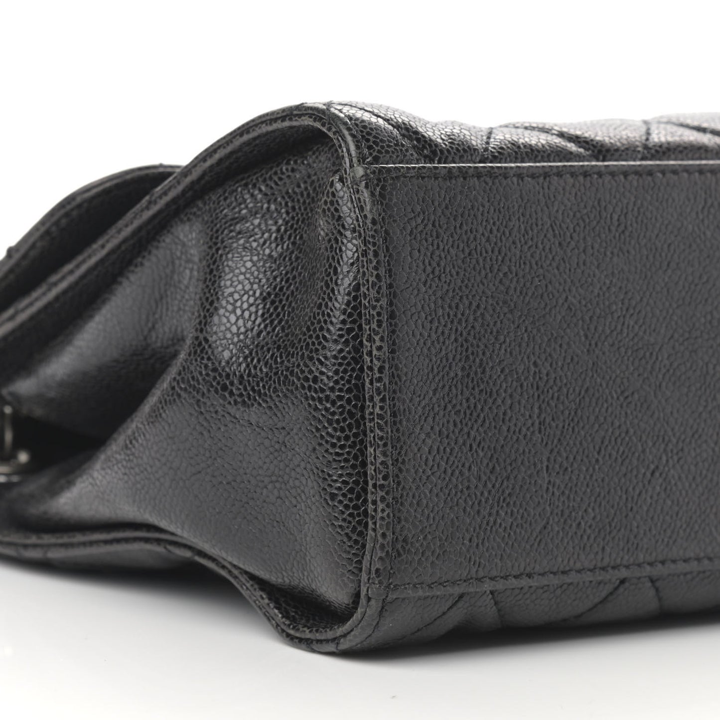 Crumpled Grained Calfskin Jumbo CC Crave Flap Black