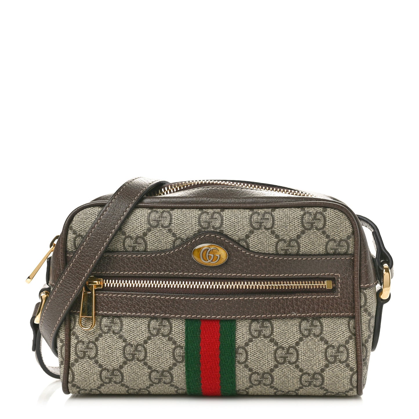 GG Supreme Monogram Web Mini Ophidia Shoulder Bag Brown
