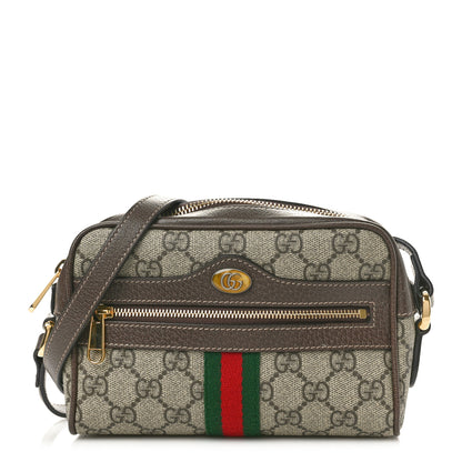Gucci GG Supreme Monogram Web Mini Ophidia Shoulder Bag Brown 1 of 10