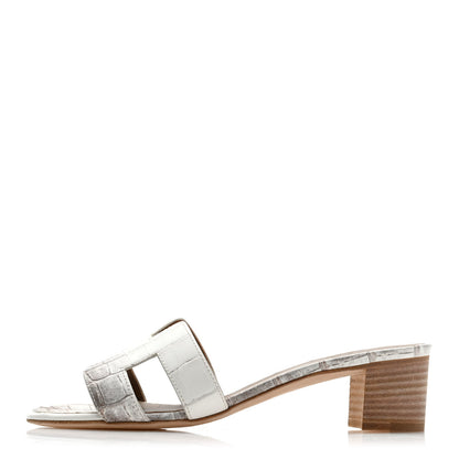 Hermes Matte Niloticus Crocodile Himalaya Oasis Sandals 36.5 White 1 of 9