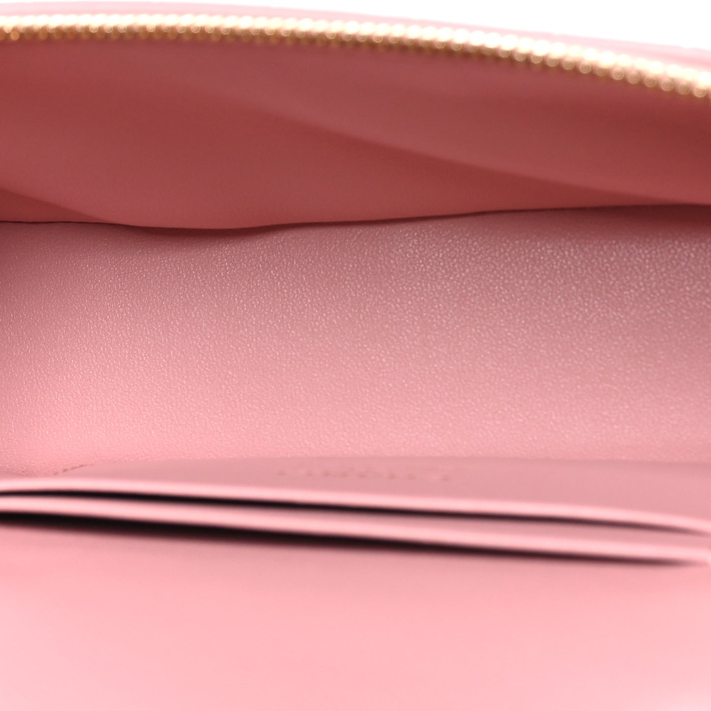 Calfskin Crocodile Embossed Crococo Top Handle Slim Vanity Case With Chain Light Pink