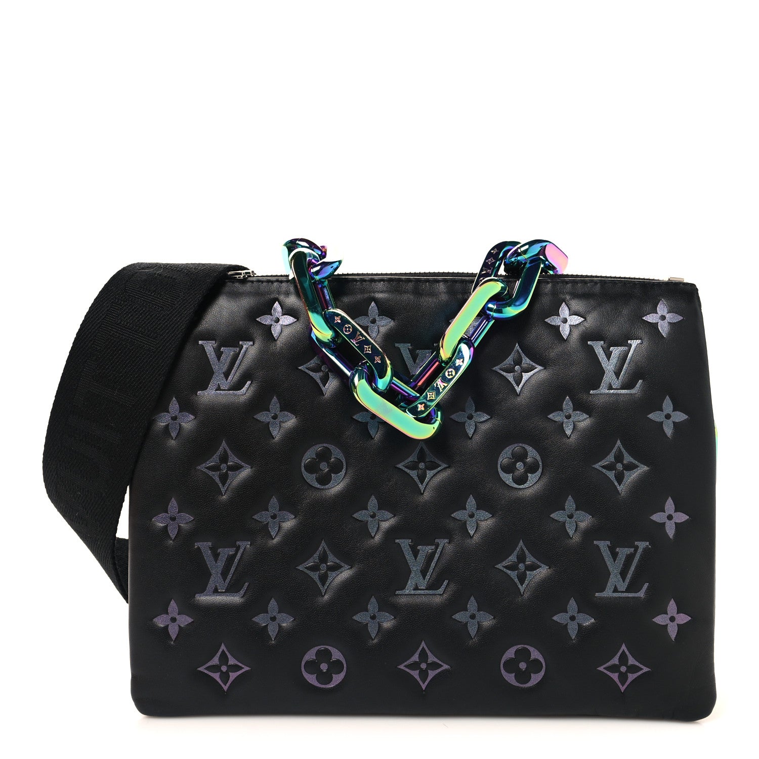 Louis Vuitton Lambskin Embossed Monogram LV Ski Coussin PM Black Multicolor 1 of 12