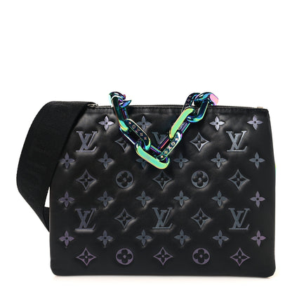 Louis Vuitton Lambskin Embossed Monogram LV Ski Coussin PM Black Multicolor 1 of 12