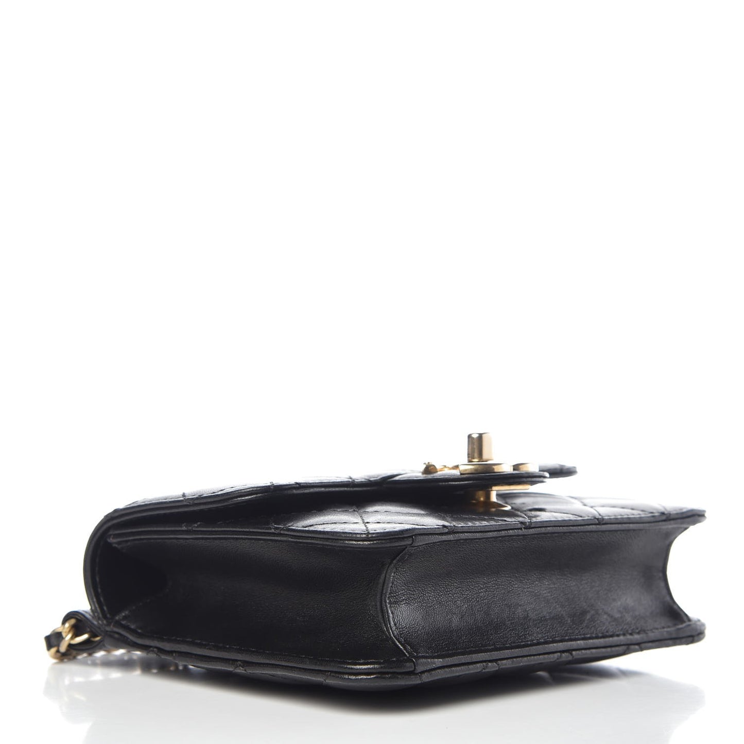 Lambskin Quilted Crossing Times Mini Flap Black