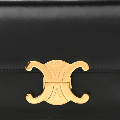 Celine Shiny Calfskin Triomphe Shoulder Bag Black 9 of 11