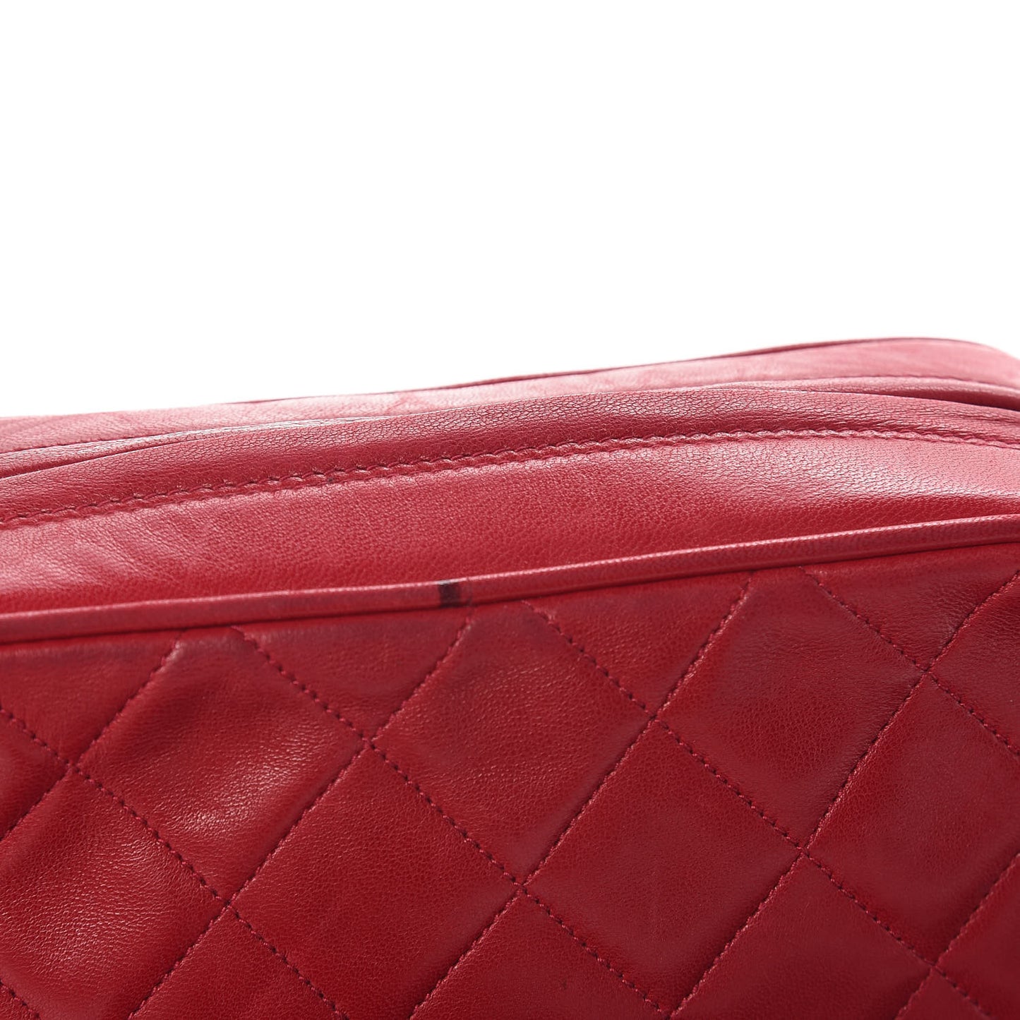 Lambskin Quilted Tassel Camera Case Red