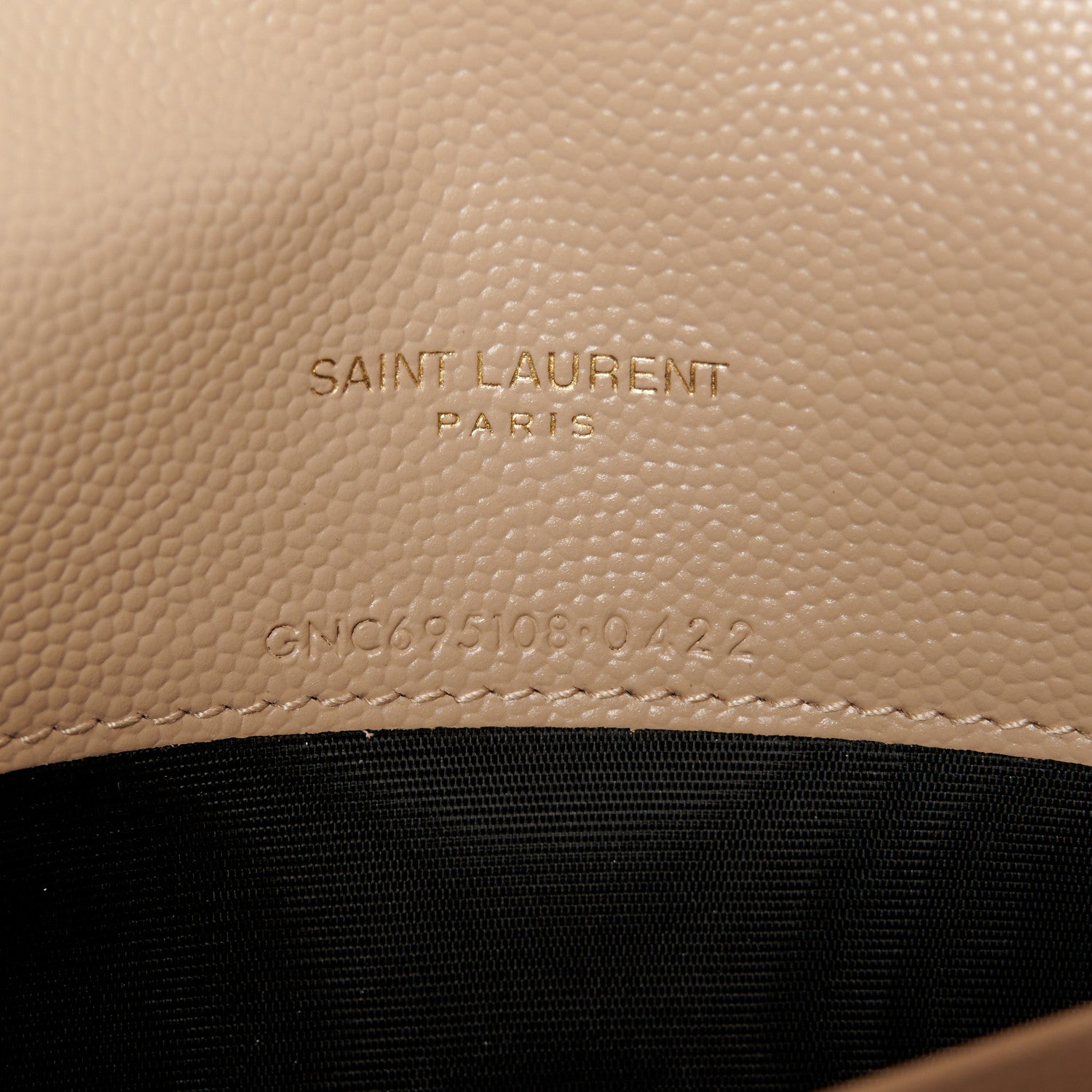 Saint Laurent Grain De Poudre Matelasse Chevron Monogram Envelope Chain Wallet Dark Beige 7 of 11